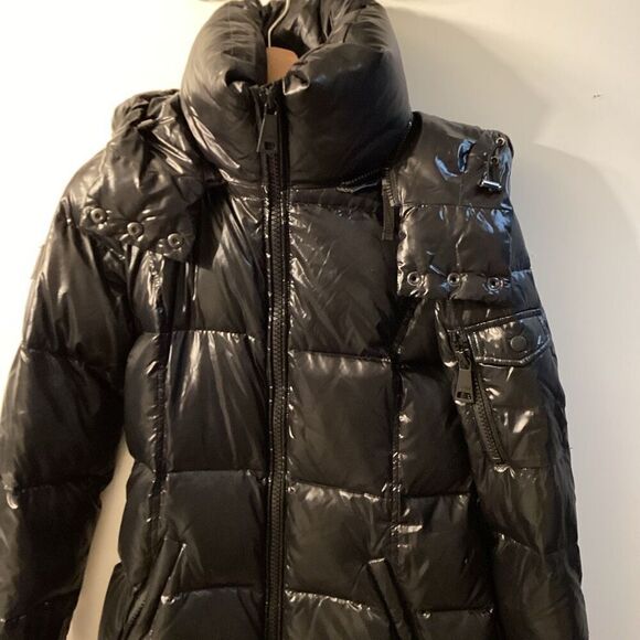 Sam Soho Quilted puffer Hooded Coat In‎ Black Size S - Picture 5 of 16